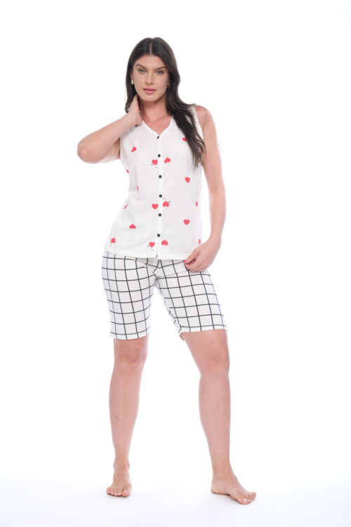 Pijama Regata Aberto Bermuda 100% Algodão